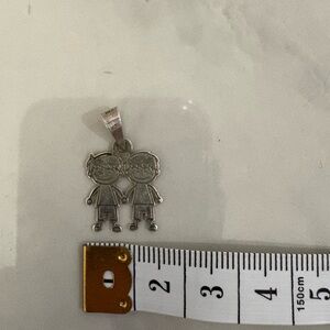 Silver 925 Mex Pendant with Two boys Figures